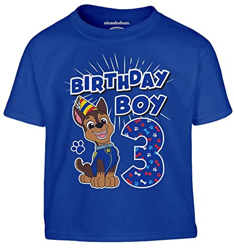 PAW PATROL - Geburtstag 3 Jahre Chase Birthday Boy Kinder Jungen T-Shirt 116 Blau
