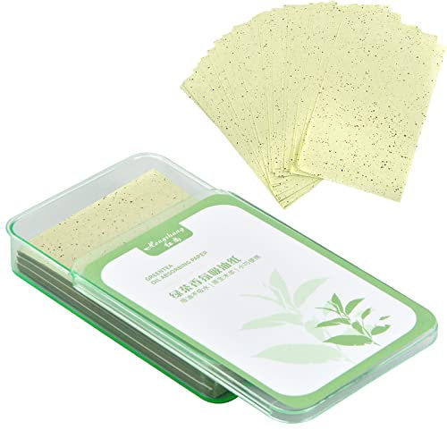 300 Blätter Öl Löschpapier Gesicht, Öl Absorbierendes Papier, Natürliches Gesichtsöl-Löschpapier, Weiches Öl Blotting Paper Löschpapier für Frauen Männer (Grüner Tee)