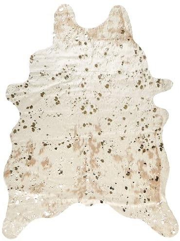 Kunstfell Teppich Kuhmuster beige mit goldenen Sprenkeln 150x200 cm Bogong
