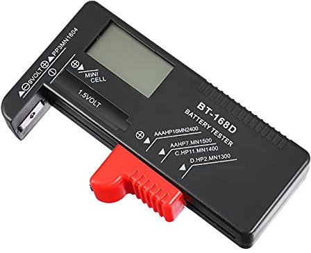 iplusmile 9v Black Battery Tester Portable Digital Battery Checker Easy Use Voltage Tester Indicator for Home Use