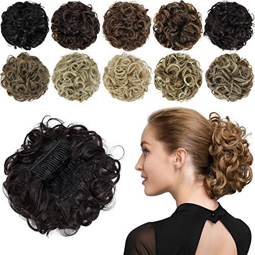 PARXITN Chignon Haarteil Gelockt Dutt Scrunchie Haarverlängerung Synthetische Hochsteckfrisur Kämme in unordentlichem Dutt Haarteil für Frauen