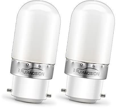 Ruiandsion B22 LED Glühbirne Warmweiße 2W AC 220V Bajonettverschluss Glühbirne für Nähmaschine, Kerze, Gerätelampen, Deckenhängeleuchte (nicht dimmbar, 2er-Pack)