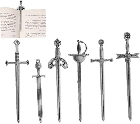 Luxylei Antique Schwerter Messer Lesezeichen 6pcs Metall Lesezeichen Anhänger Zauberbuch Clips Marker Handwerksmittel DIY -schmuck Herstellung