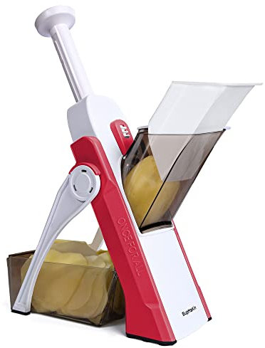SUPMAKIN Safest Mandoline Vegetable Slicer, Potato Chip Cutter, Multifunctional Veg Chopper with 4 Cutting Modes to Slice, Dice, Chop, Julienne, Best Kitchen Gadgets Once for All