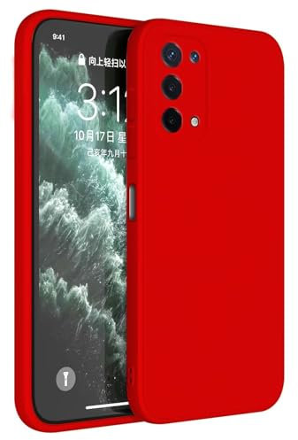 Topme Funda para OPPO A54 5G / OPPO A74 5G (6.5 Inches) Carcasa Caja Case Estuche, Funda Protectora de Piel de Silicona TPU - Rojo Chino
