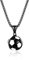 Yaomiao Fußball Halskette Edelstahl Fußball Charm Halskette Kette Fußball Anhänger Geschenke für Mädchen Jungen Kinder Unisex Schmuck mit Kette Fußball Anhänger Halskette (Schwarz)