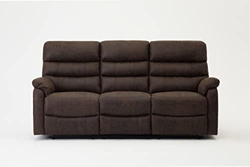 Home Detail Sofa Suite 3+2+1 Armchair Set Manual Recliner Air Leather (Brown, 3 Seater)