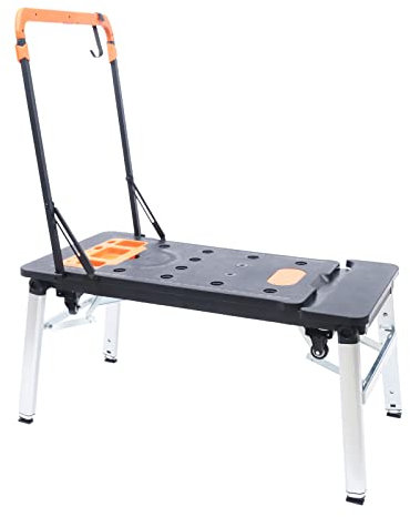 Banco da lavoro multifunzionale, capacità di carico 150 kg, dimensioni 109 x 55 cm, pieghevole, altezza regolabile 52 – 78 cm, utilizzabile come banco da lavoro per sega, carrelli a rotelle e carrelli