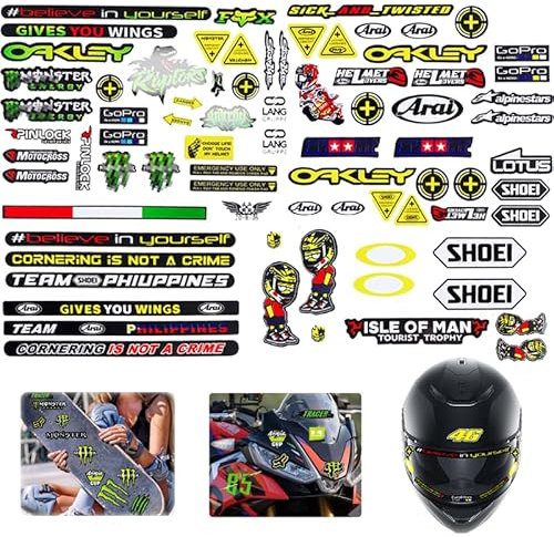 Set 90 Stück Motocross Aufkleber für Helm, Motorrad, Mountainbike, Auto, Skateboard und Geländemotorräder