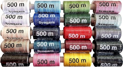 Fil à coudre 100% polyester, lot de 20 bobines, Divers coloris - Fil à coudre/Fil machine à coudre/Kit couture/Fil à coudre universel Syngarn