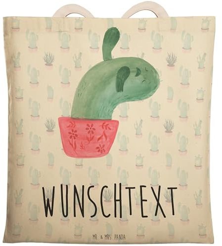 Mr. & Mrs. Panda Personalisierte Einkaufstasche Kaktus Mama - Personalisierte Geschenke, Kakteen, Ärger, Tasche mit Namen, Beutel mit Namen,