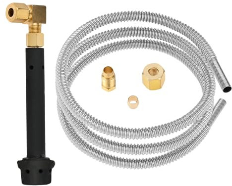 ETERMETA Mini brûleur à jet de wok chinois en fonte avec tuyau de conduite de gaz flexible de 91,4 cm, raccords de tuyau M10 x 1 et 6,35 mm pour poêles, foyers et cheminées