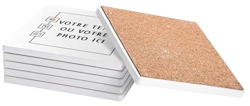 Fabulous sous Verre en céramique - Personnalisable Personnalisé avec Votre et Image et Votre Texte - Lot de 6 (100 x 100 mm)