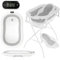 Primabobo Faltbar Babybadewanne, Große Babywanne faltbar, Kinderbadewanne mit Badesitz, für Babys von 0-36 Monaten (Premium Grau (Gestell, Badesitz, Thermometer), Faltbare Babybadewanne mit Gestell)