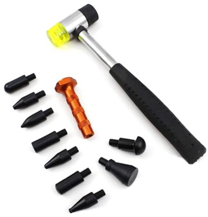 zipelo 10 strumenti per la riparazione di ammaccature dell'auto, strumenti per rimuovere ammaccature senza vernice, martello in gomma con 9 teste di forma diversa, kit di riparazione fai da te