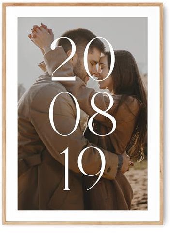 Personalisiertes Poster mit Datum zum Jahrestag – Jahrestagsgeschenk für ihn, Geschenk für Brautpaar, Geschenk für Sie und Ihn zum Hochzeitstag, Hochzeit, Verlobung, Kalender Bild, ohne Rahmen