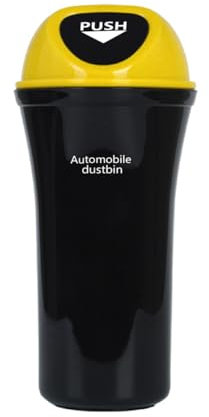JNNJ Auto Mülleimer, Auto Mini-Mülleimer Mit Deckel, Plastik Auto Getränkehalter Mini Mülleimer, Tragbare Autoabfalleimer Becherhalter, Für Autos, Schlafzimmer(Gelb)