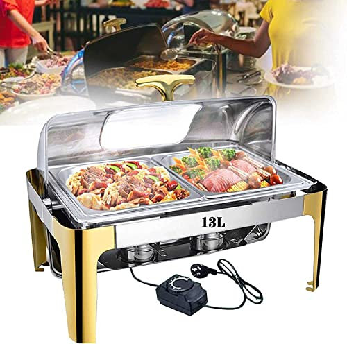 Scaldavivande elettrico da 400 W per buffet per feste con piatto per alimenti di grande capacità e temperatura regolabile, ideale per scaldavivande da 9 l/13 l di hotel (padella da 1/2 misura 9 l)