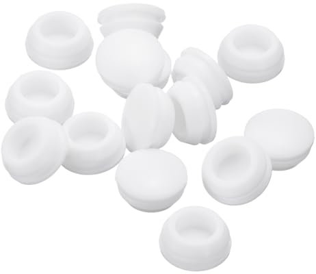 QUARKZMAN 15 Piezas Tapones de Silicona, Tapones Redondos de Bloqueo a Presión para Agujeros de 14-15mm, Tapones de Agujero Impermeables para Tubos de Metal, Color Blanco