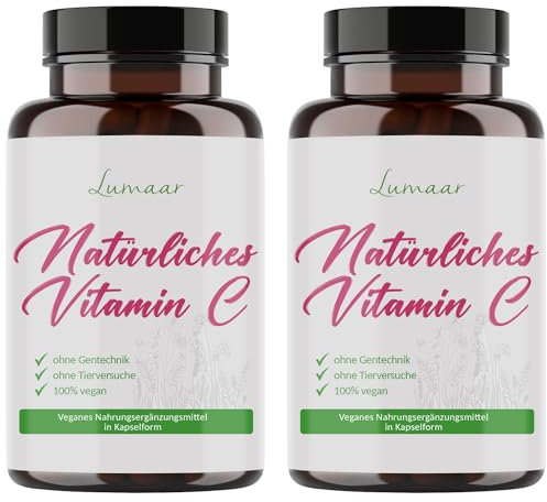 Natürliches Vitamin C Hochdosiert - 2 Gläser 120 Kapseln aus Camu Camufrucht-Extrakt Vegan