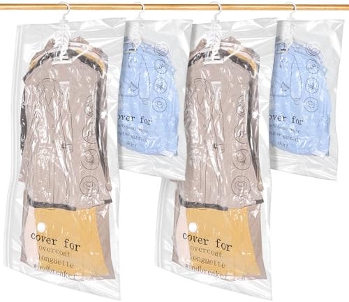 AiQInu Hängende Vakuumbeutel für Kleidung, 4 Stück Vakuumierbeutel Kleidung mit Haken Platzsparend, Vacuum Bags for Clothing für Anzüge, Mäntel, Jacken (135 * 70cm /90 * 70cm)