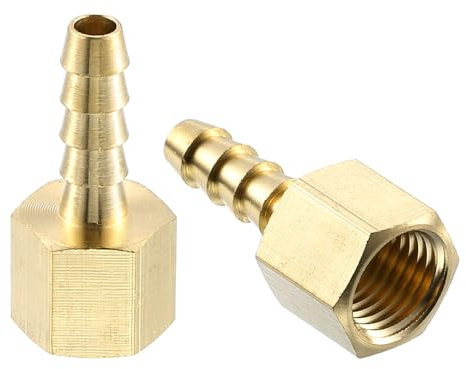QUARKZMAN 2pz Raccordo Portagomma Ottone, 1/4 Barbetta x 1/4 Femmina Npt Raccordo a Barbetta Ottone per Collegare Tubi Dispositivi Meccanici Attrezzature Idrauliche