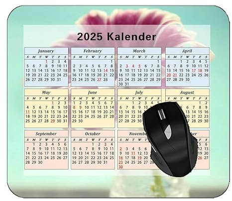 YENDOSTEEN 2025 Kalender Mauspad mit Rutschfester Gummiunterseite,Blume Glas Wasser Blütenblätter Ultraglatte Mauspads für Kabellose Maus,Laptop,Computer,PC-Büro,Zuhause #1181