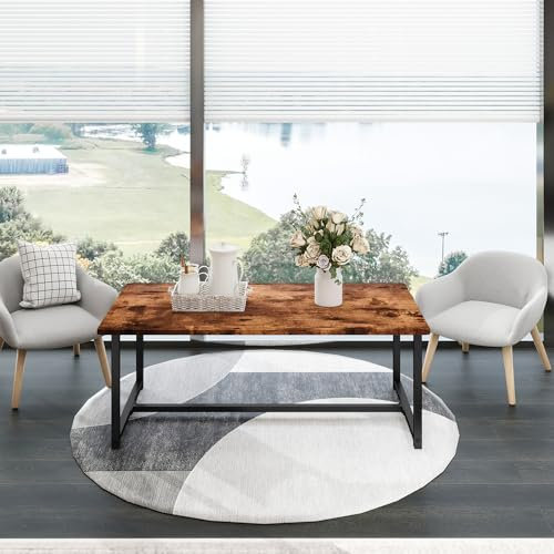 HAHRIR Vintage Couchtisch, 90x45x42cm Sofa Beistelltisch, Wohnzimmertisch mit Stauraum, Beistelltisch Metall, Metallgestell mit Ablage, Einfach zu Montieren (Braun)