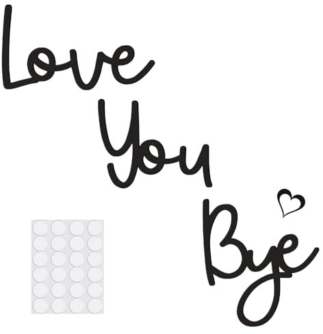 Love You Bye Wooden Sign, Modern Black Letter Wall Art for Hallway & Stairs, Double Sided Sticky Dots