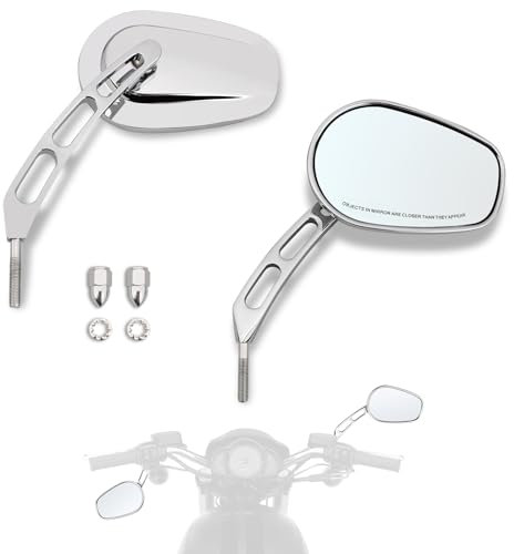 Hokuotolite Motorrad-Rückspiegel, linker und rechter Lenkermontagespiegel, für Harley CVO Dyna Electra Glide Road Glide Road King Softail Street Glide Sportster 1200 883, Chrom