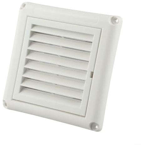 Floweringbeter Grille d'aération pour sèche-linge - Grille d'évacuation d'air - Pour cuisine, salle de bain - Extérieur - 150 x 150 mm - Blanc - 10,2 cm - En plastique ABS