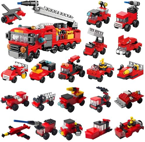 LTHOENG Mitgebsel Kindergeburtstag Bausteine Gastgeschenke,Mini Bausteine Geburtstag Party Deko,Feuerwehr Spielzeug,Kindergeburtstag Mitgebsel Set,Geschenke Kinder für Mädchen und Jungen