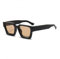 WDZAYXC Vintage Rechteckige Sonnenbrille für Damen Herren Chunky Rectangle Sunglasses Retro Brille UV400 Schutz (Schwarz/Champagner)