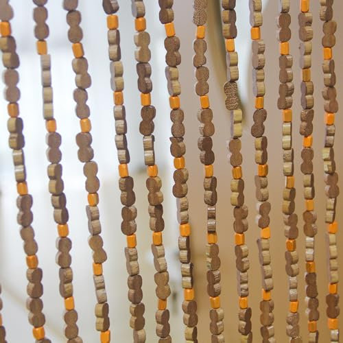 45 Strands Colorful Boho Hippie Door Beads Curtain, Hanging Wood Beaded Curtain for Doorways 36 Inches x 79 Inches (Rainbow-4)