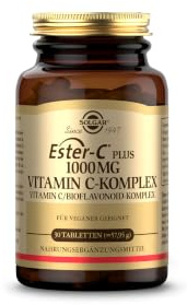 SOLGAR® Ester-C Plus 1000 mg, Vitamin C-Komplex, für 1 Monat, hochdosiert | Patentiertes Ester-C® für einen 24 Stunden Immun-Support, mit Citrus-Bioflavonoiden, Acerola, Hagebutte und Rutin