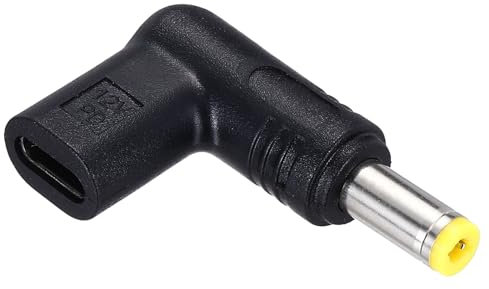 sourcing map USB 3.1 Type-C Female to DC Male Adapter, 12V Type C to DC5525 5.5x2.5mm Elbow Adapter for PD Power Bank PD Source Notebook Laptop Tablet