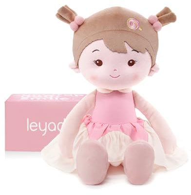 LeyaDoll Weiche Stoffpuppe (40cm),Geburtstags- & Taufgeschenk für Mädchen - Liebevolles Baby Spielzeug 0-3 Jahre - Mein erster Schutzengel - Princess Lolly