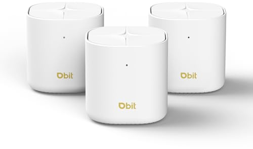 DBIT AX1800 WiFi 6 Système Wi-Fi maillé pour toute la maison, couverture double bande jusqu'à 6 500 m² et 150 appareils, remplace le routeur et l'extension sans fil (D-MAX5, lot de 3, 6 ports Ethernet