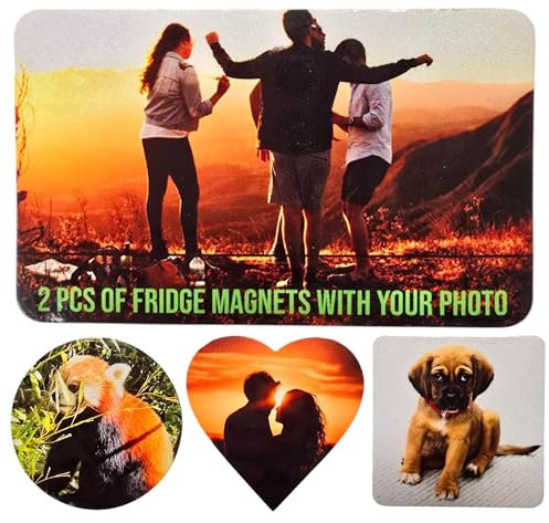 2x Personalised Fridge Magnet - PVC Photo Fridge Magnet - Personalised Gifts for Your Fridge - Travel, Memories, Family, Novelty, Decoration (2, Rectangular)