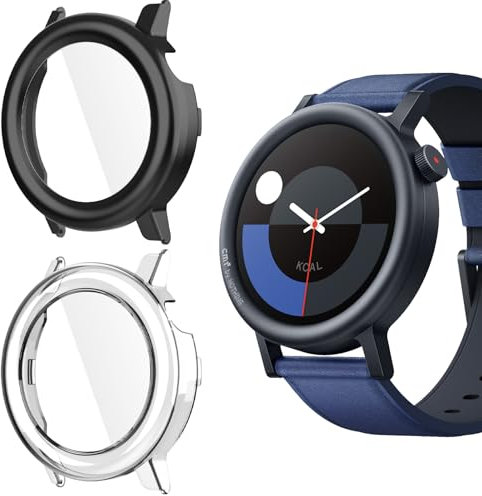 Vanrain Hülle für Nothing CMF Watch Pro 2, 2 Stück 360° Rundum PC Case mit Schutzfolie Glas Bumper Vollständige Abdeckung Schutzhülle, Schutz Hülle Gehäuse Schwarz+Transparent