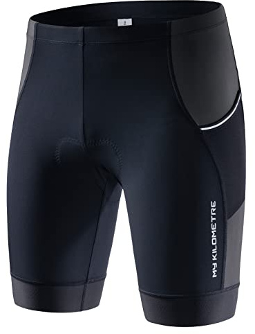 MY KILOMETRE Short de Triathlon Homme – Cuissard de Cyclisme Respirant Séchage Rapide et Confort Longue Distance Compétition – 2 Poches Latérales