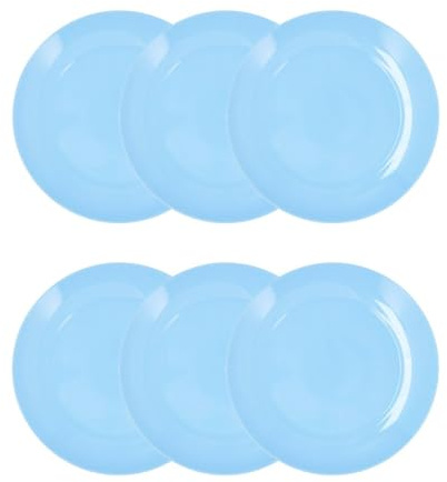 Luminarc Apy Paradise Lot de 6 assiettes plates Opale 25 cm Opale Passe au micro-ondes Passe au réfrigérateur empilable Bleu