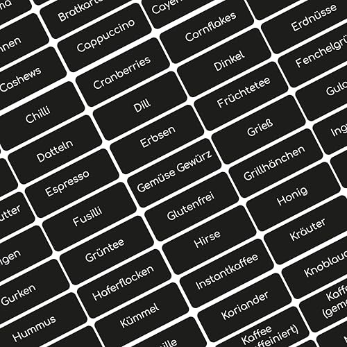 Tafeletiketten Küchen Tafel Aufkleber A-Z Beschriftung alle Begriffe 170x selbstklebende Gefrieretiketten Deutsch Made in Germany (Espresso-Schwarz)
