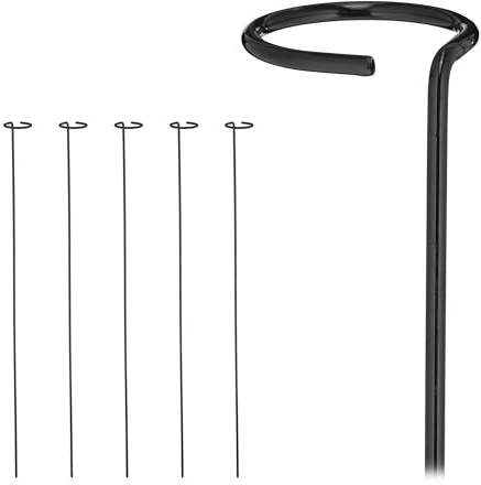 Relaxdays Pflanzstäbe Metall, 12er Set, Rankstäbe mit Ring, schwarz | Metallstäbe Garten, Rankhilfe Stäbe, 80 cm lang