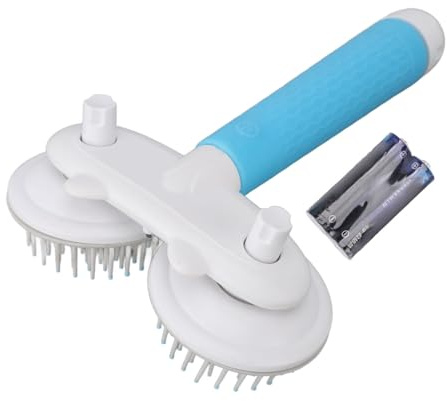 HEEPDD Elektrisches Katzenmassagegerät, Handgeführte Enthaarungsbürste mit Weichem Gummidesign, Muskelentlastungs- und Haarentfernungsgerät für Hunde und Katzen (BLUE)