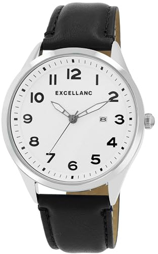 Excellanc Herren Armbanduhr aus Kunstleder in Schwarz, in Einer Länge von 25.5 cm, Klassisches Design für jeden Mann