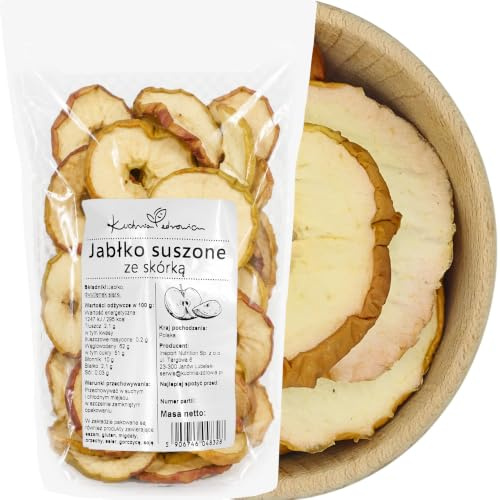 Pommes Séchées en Rondelles avec Peau Tranches de Pomme (250 g) | Collation fruitée riche en fibres, idéale pour muesli, yaourt, desserts et encas
