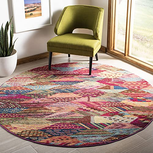 Safavieh Boho Abstraktes Patchwork-Teppich für Wohnzimmer und Schlafzimmer, Polypropylen, Mehrfarbig, 1,8 m x 17,8 cm