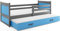 Interbeds Funktionsbett Schubladenbett RICO 200x90cm Farbe: Grau; mit Lattenroste und Matratzen (grau + blau)
