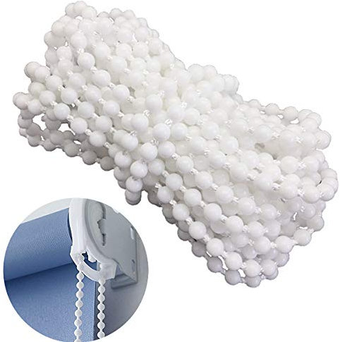 YEQIN 10 Yards Roller and Roman Shade Blind Beaded Chain Cord,White Plastic Roller Blind Chain Repair,Roller Curtain Bead Rope,Blind Beaded Cord for Roller Blind Fitting